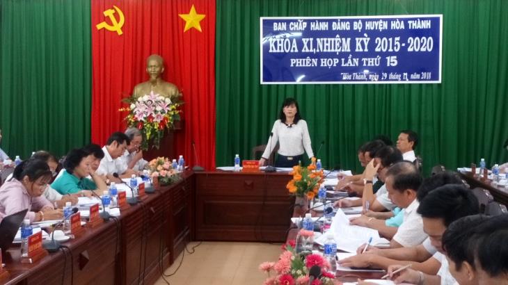 Hội nghị Ban Chấp hành Đảng bộ huyện Hòa Thành lần thứ 15 khóa XI